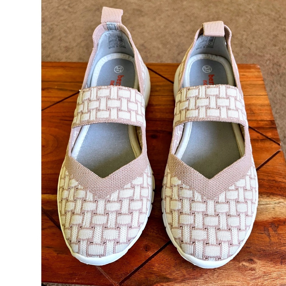 Bernie Mev New York Woven Mary Jane Sneakers Coral and White Basketweave S 37/6